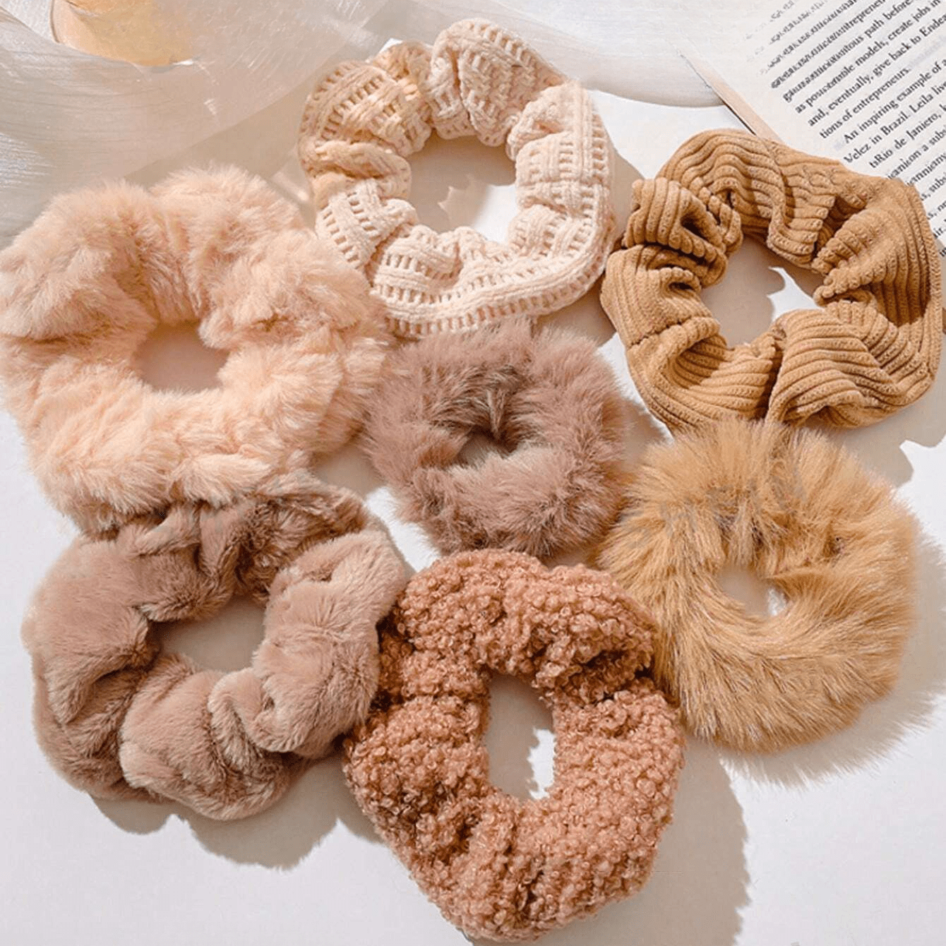 Plush Rabbit Fur Scrunchies, Autumn Winter Thick Hair Ties For Women, Daily And Party Use
