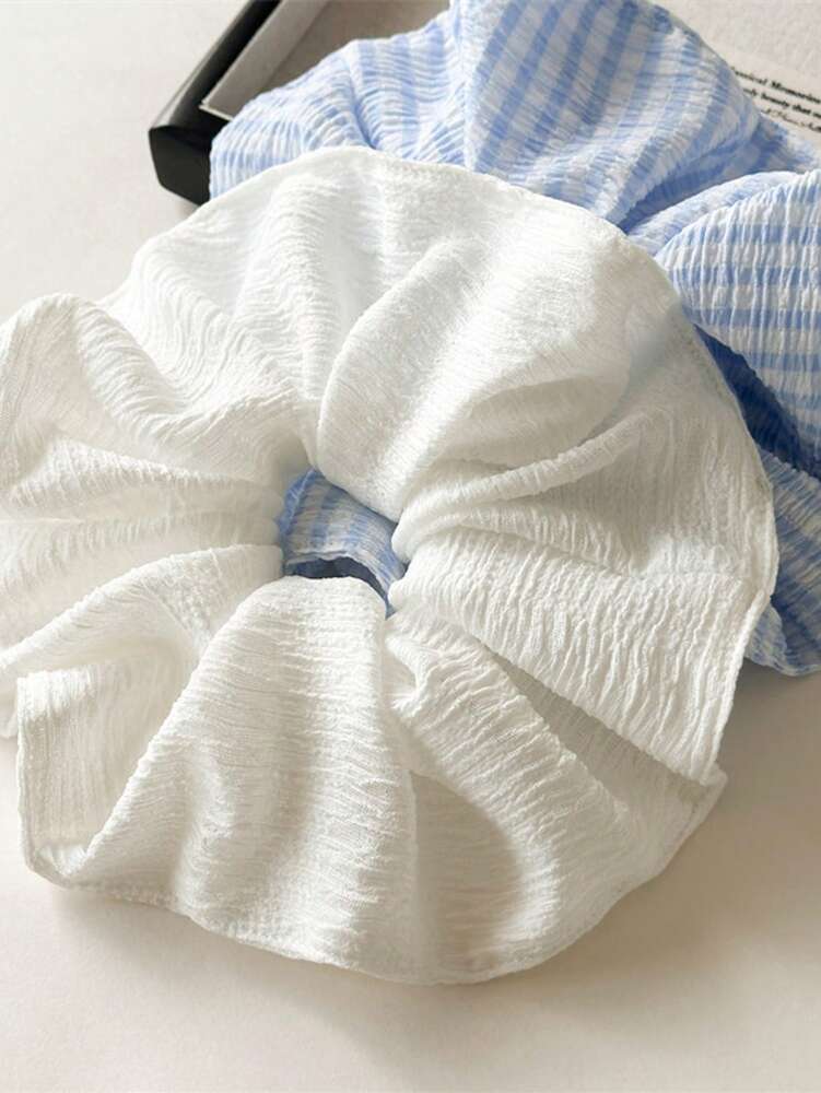 Oversized Hollow Pleated Scrunchie, Fashion Coil Hair Tie For Women