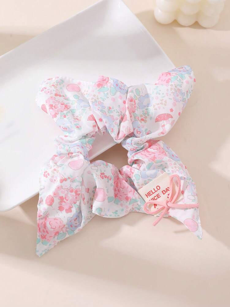 French Lace Plaid Scrunchies Set, 1/4pcs Sweet Girl Hair Ties With Cherry Design