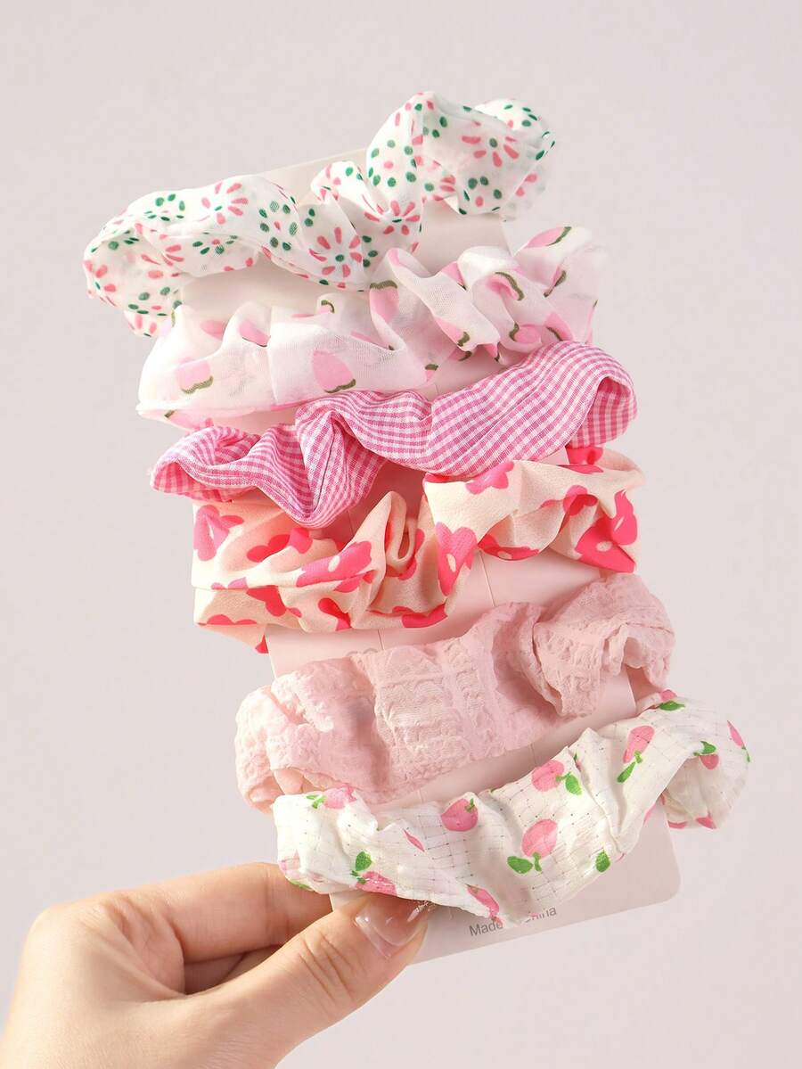 Spring Summer Scrunchies Set, 6pcs Refreshing Hair Ties Ponytail Holders For Daily Wear