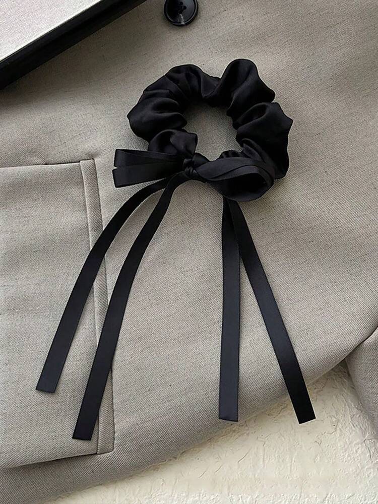 Butterfly Bow Satin Scrunchie, Large Loop Hair Tie With Elegant Ribbon Design