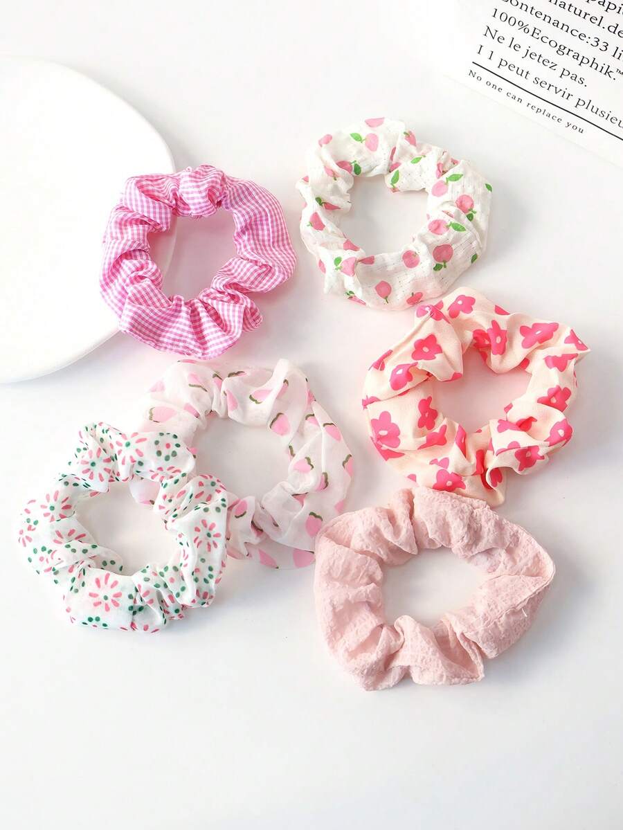 Spring Summer Scrunchies Set, 6pcs Refreshing Hair Ties Ponytail Holders For Daily Wear