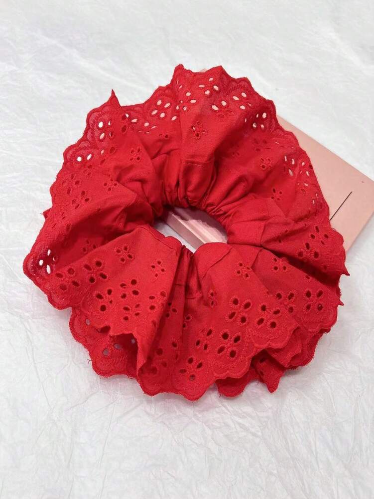 Oversized Lace Scrunchie, 18cm Bohemian Double Layer Floral Hair Tie
