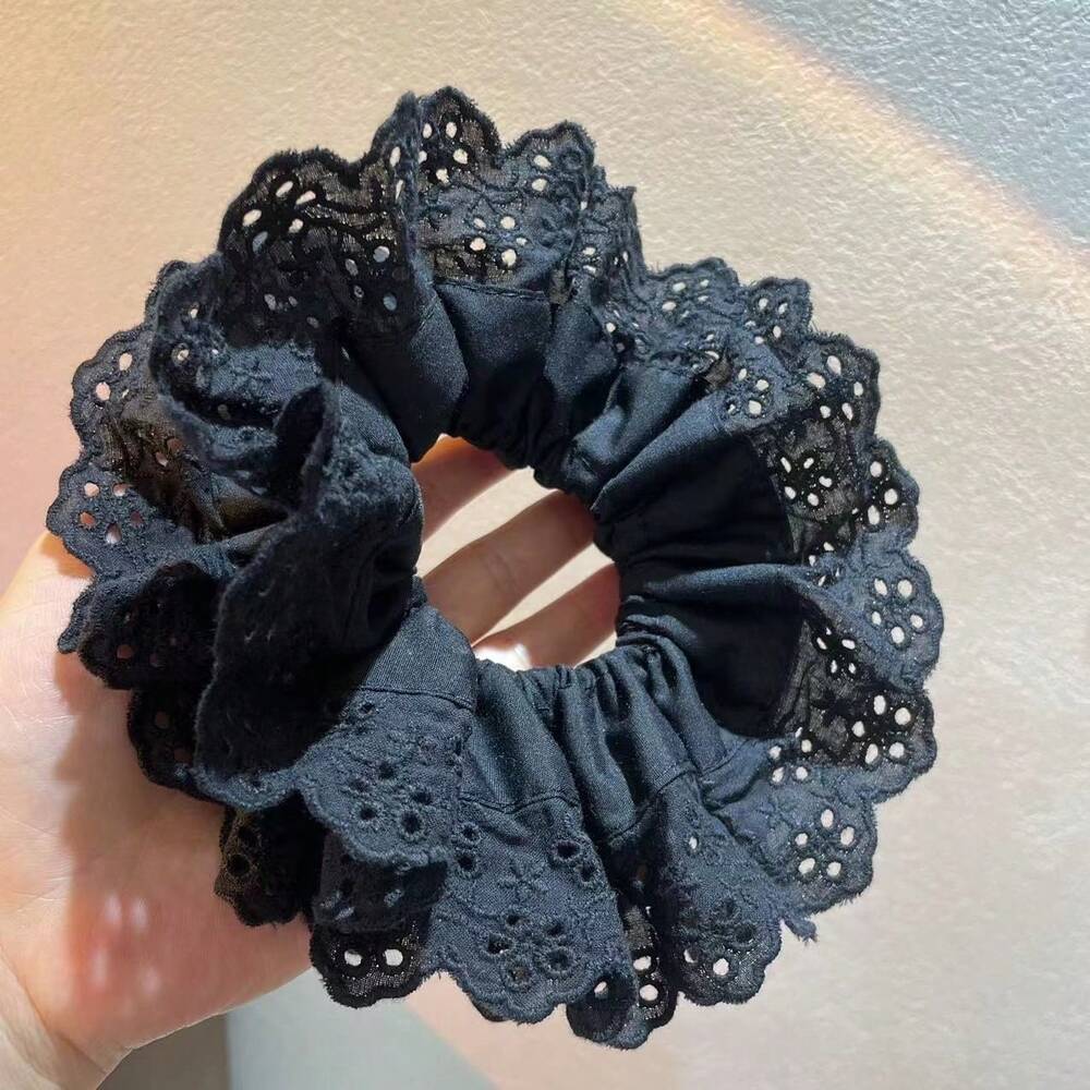 Oversized Lace Scrunchie, 18cm Bohemian Double Layer Floral Hair Tie