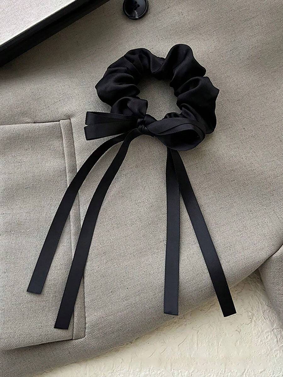 Butterfly Bow Satin Scrunchie, Large Loop Hair Tie With Elegant Ribbon Design