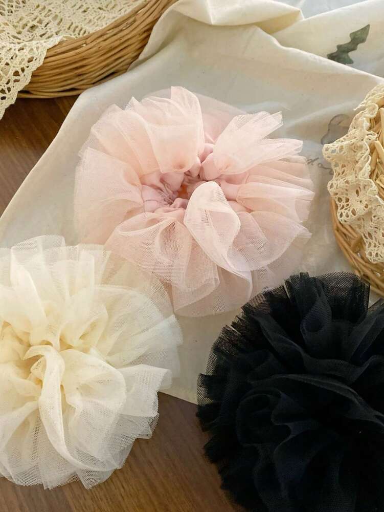 Floral Print Scrunchies Set, 1/3pcs Princess Style Hair Ties For Women