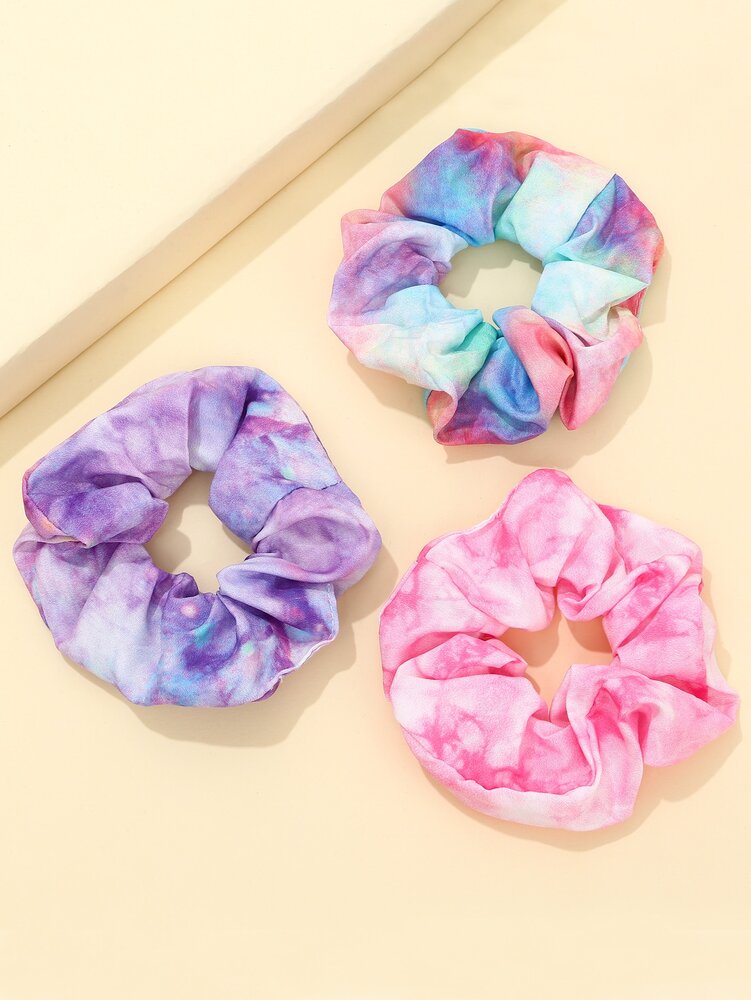 Tie Dye Scrunchies Set, 3pcs Boho Hair Ties For Women And Girls