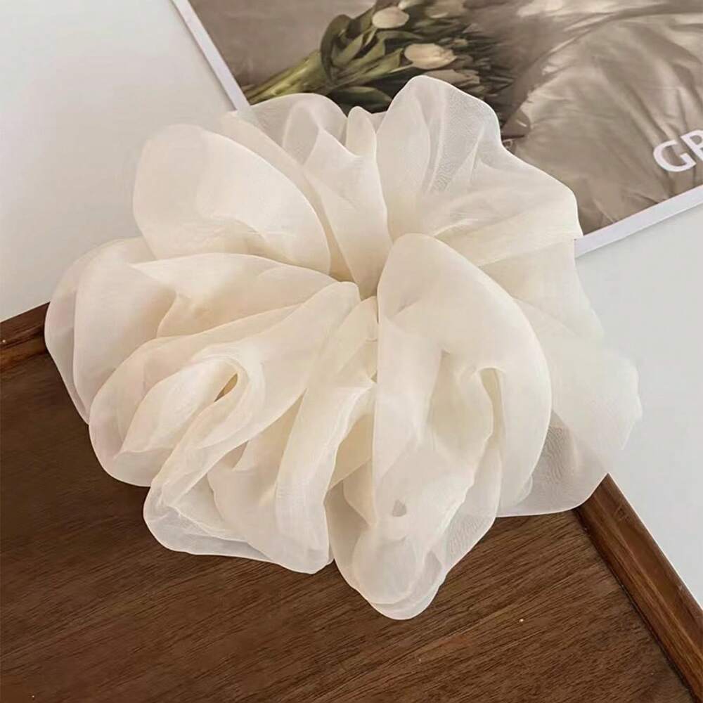 Oversized Organza Hair Scrunchie, Colorful Net Yarn Hair Coil For Women