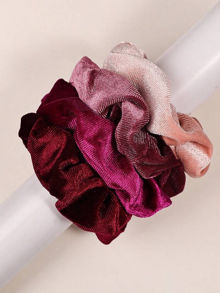 Velvet Hair Scrunchies Set, 4pcs Thick Hair Ties For Women Ponytails And Buns