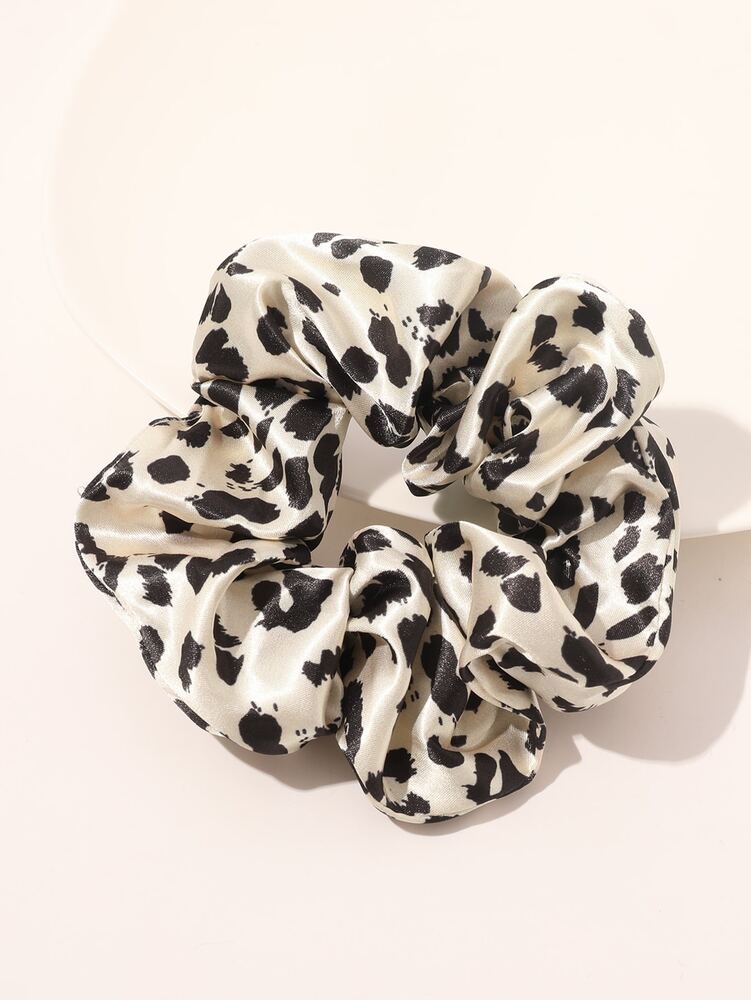 Leopard Print Hair Scrunchie, Casual Boho Elastic Hair Tie For Women