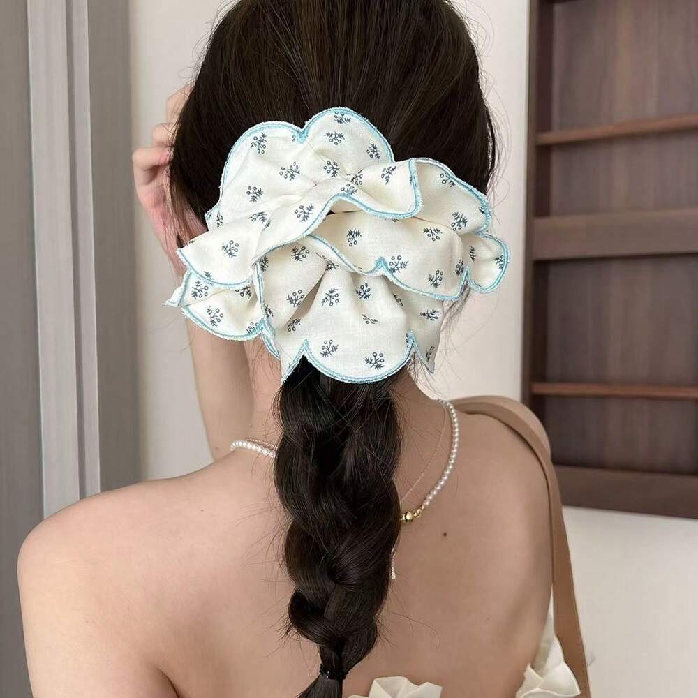 Fabric Floral Hair Scrunchie, Unique Sweet And Chic Hair Tie For Women