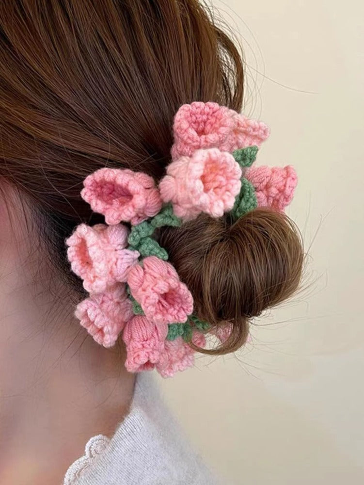 Floral Decor Hair Tie, Boho Scrunchie Gift For Friends And Daily Wear