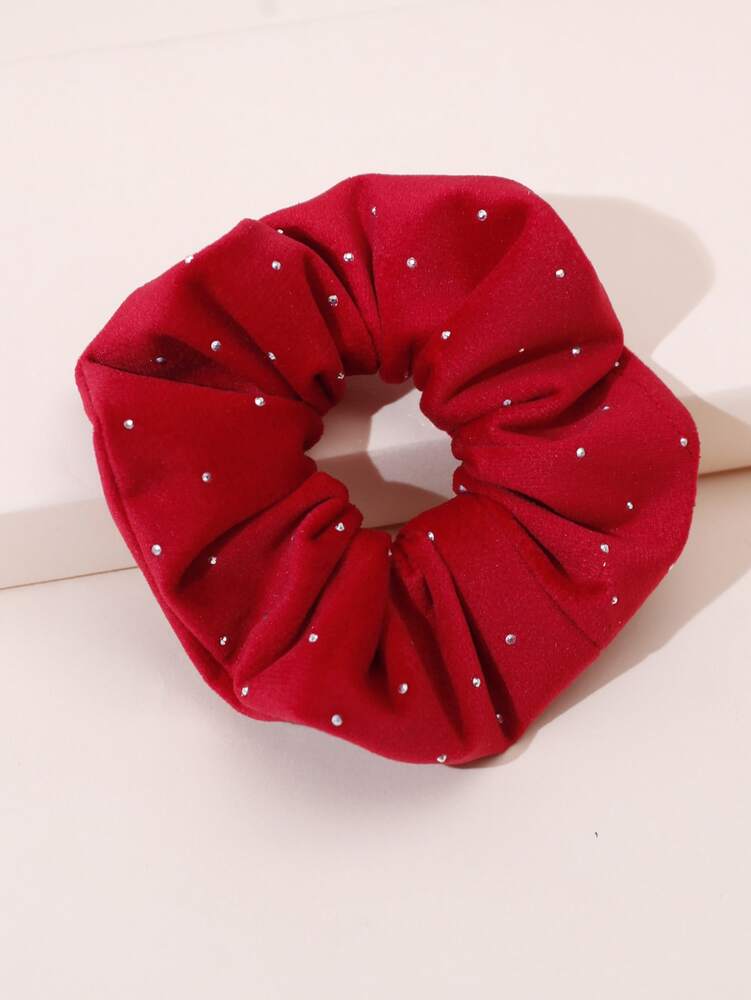 Velvet Rhinestone Hair Scrunchie, Elegant Retro Coil Hair Tie For Women