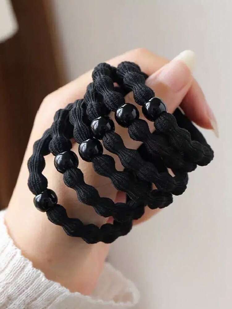 Black Scrunchies Set, 10pcs Minimalist Elastic Hair Ties For Daily Wear