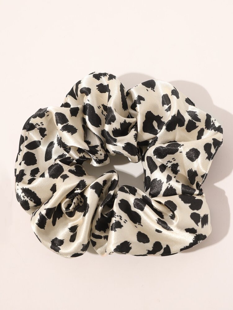 Leopard Print Hair Scrunchie, Casual Boho Elastic Hair Tie For Women