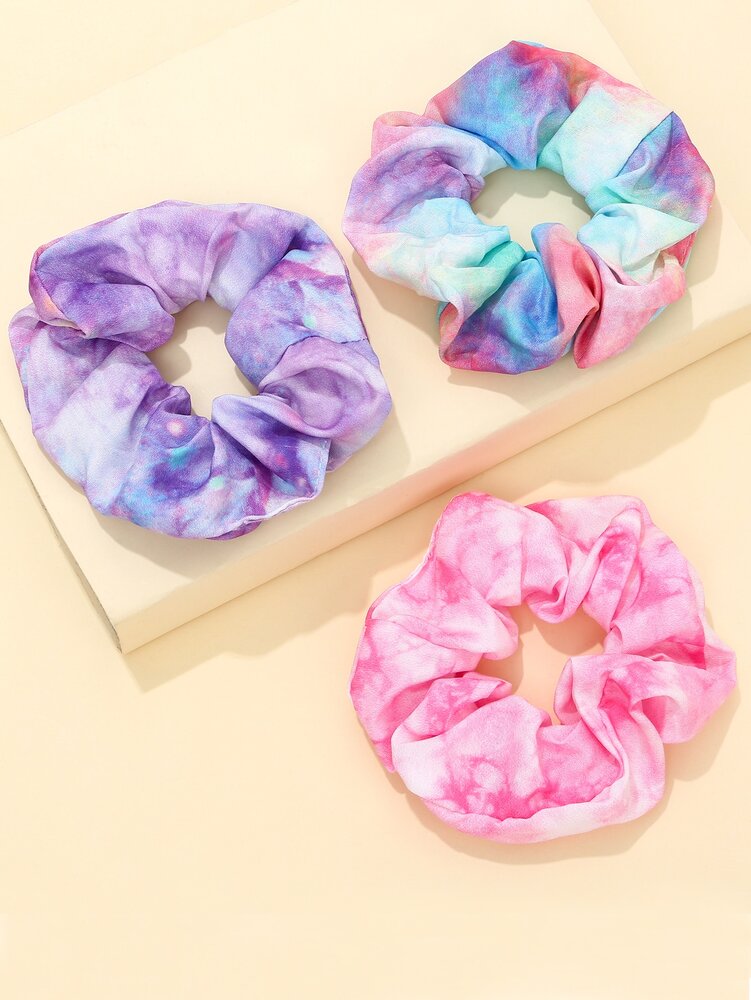 Tie Dye Scrunchies Set, 3pcs Boho Hair Ties For Women And Girls