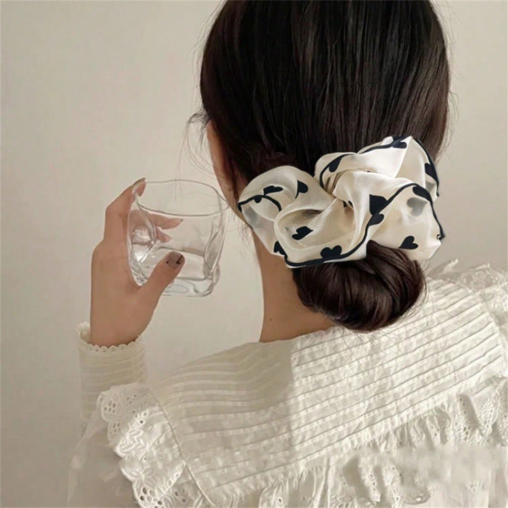 Girly Style Scrunchie Set, 3pcs High-End Bubble And Love Rope Hair Ties