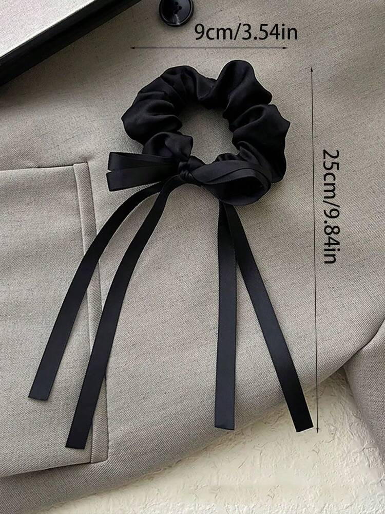 Butterfly Bow Satin Scrunchie, Large Loop Hair Tie With Elegant Ribbon Design