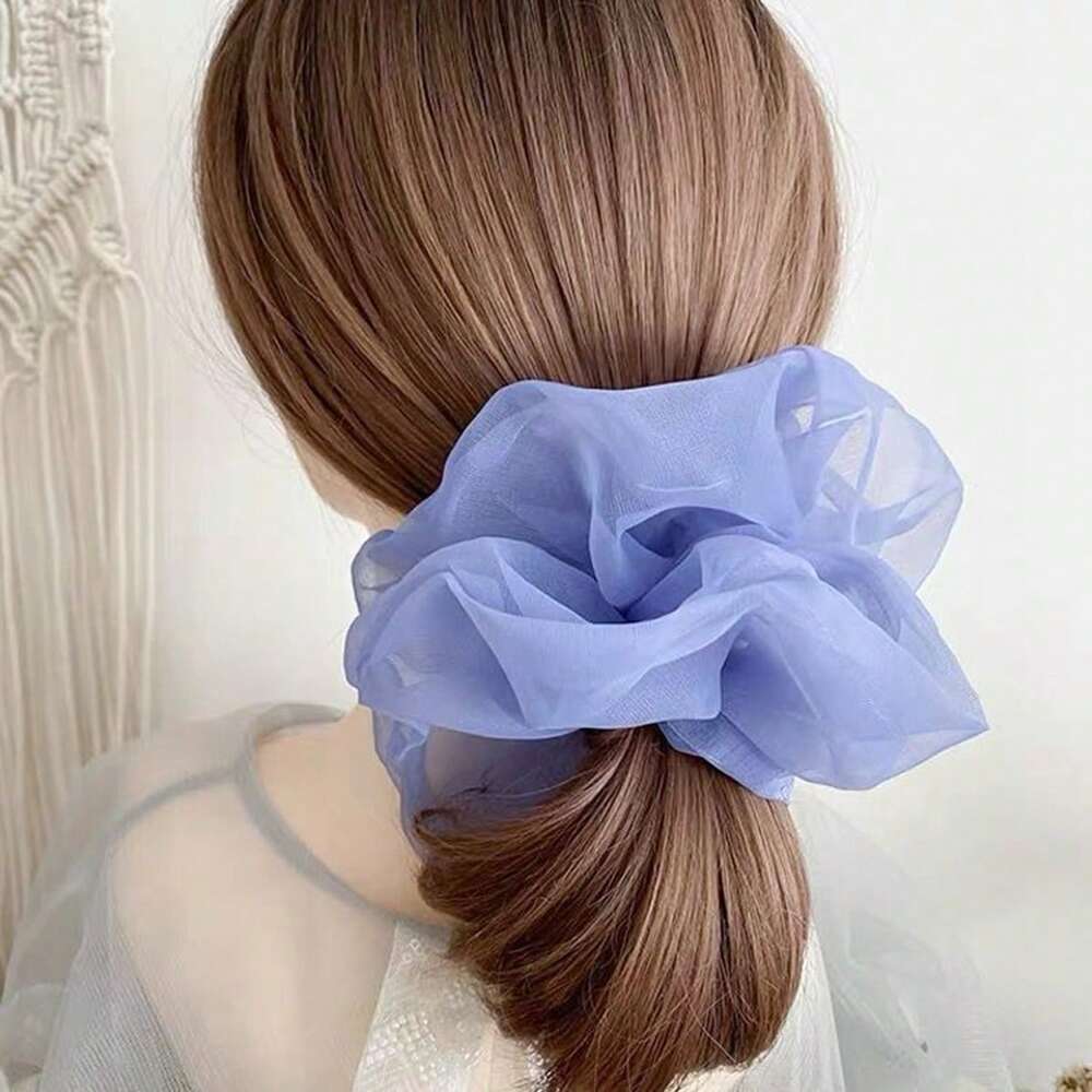 Oversized Organza Hair Scrunchie, Colorful Net Yarn Hair Coil For Women