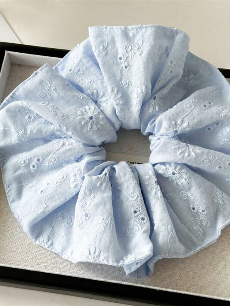 Oversized Hollow Pleated Scrunchie, Fashion Coil Hair Tie For Women