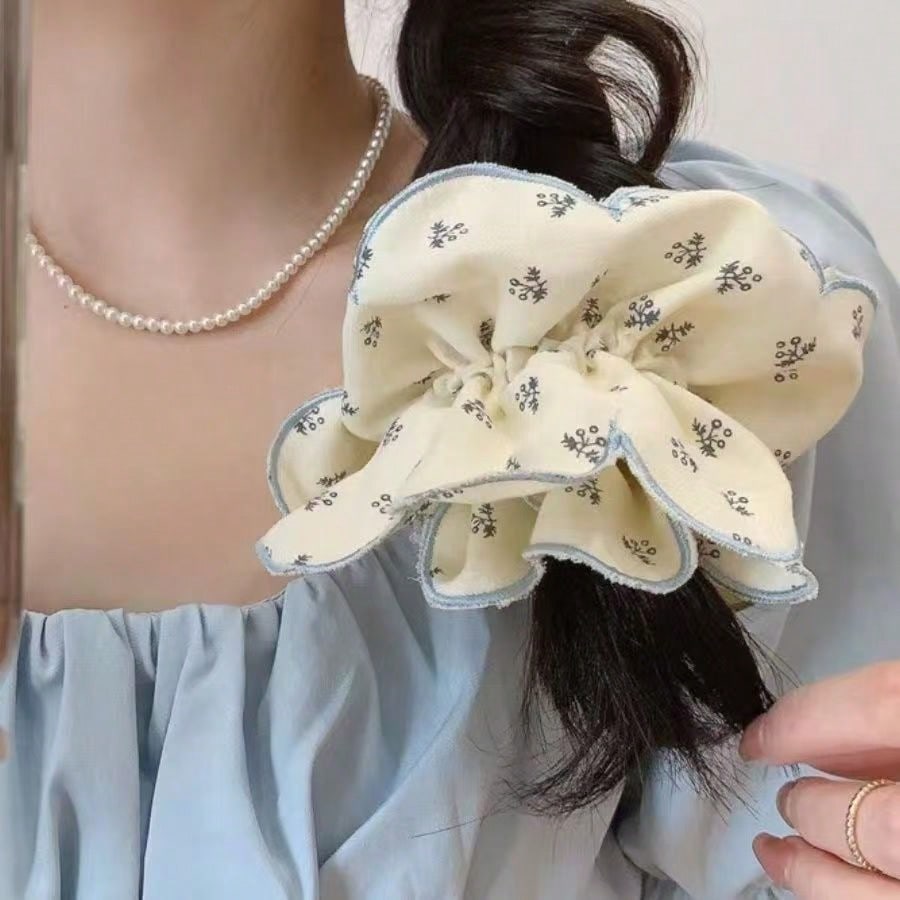 Fabric Floral Hair Scrunchie, Unique Sweet And Chic Hair Tie For Women