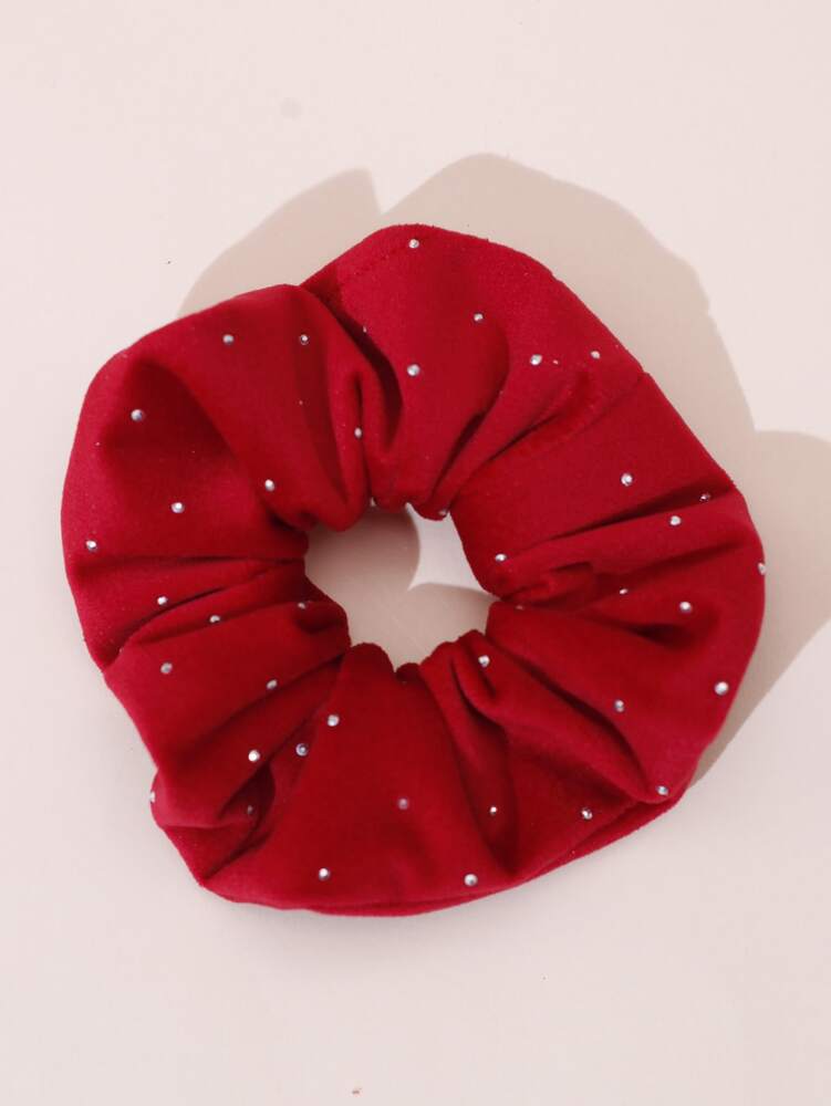 Velvet Rhinestone Hair Scrunchie, Elegant Retro Coil Hair Tie For Women