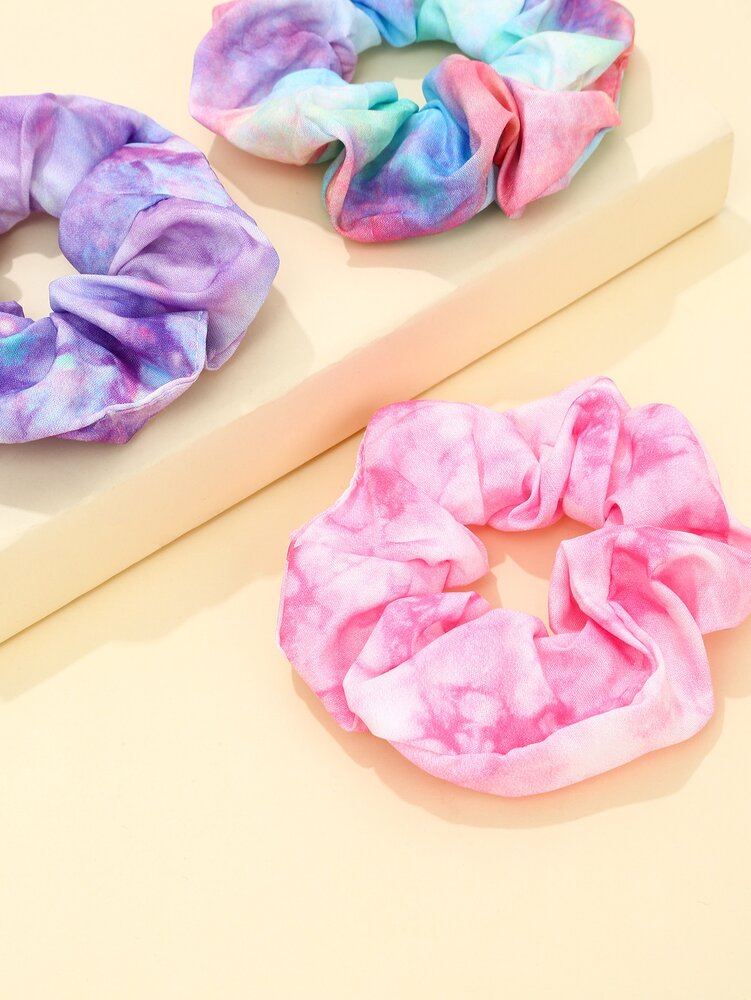 Tie Dye Scrunchies Set, 3pcs Boho Hair Ties For Women And Girls