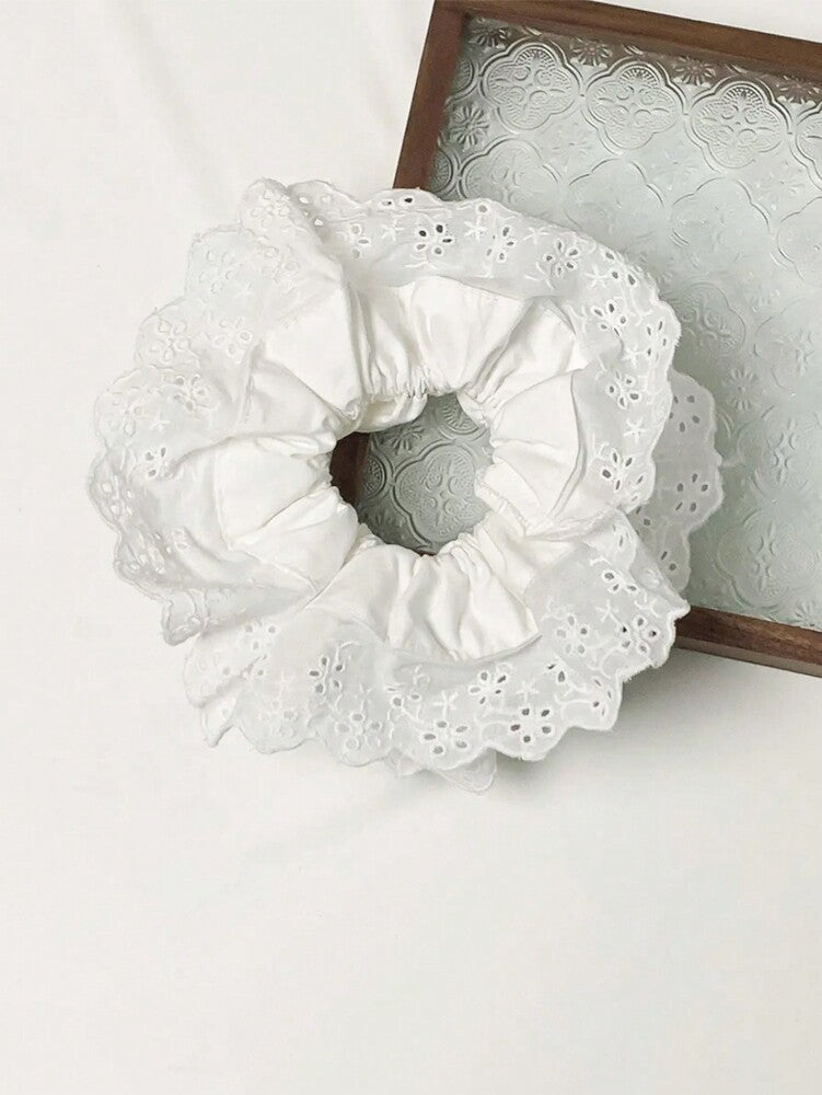 Oversized Lace Scrunchie, 18cm Bohemian Double Layer Floral Hair Tie