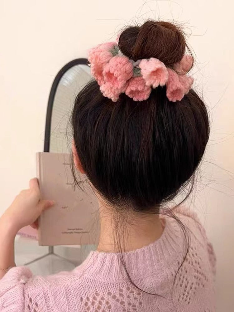 Floral Decor Hair Tie, Boho Scrunchie Gift For Friends And Daily Wear