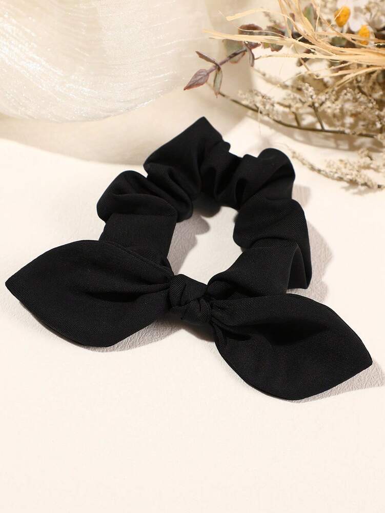Retro Leopard Print Rhinestone Scrunchies Set, 3pcs Rabbit Ear Design Hair Ties For Women