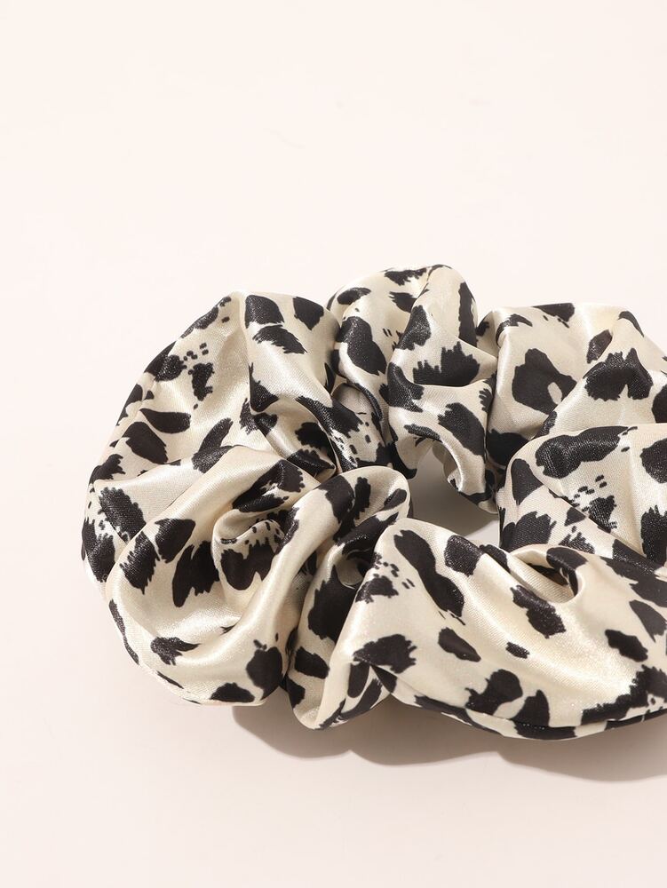 Leopard Print Hair Scrunchie, Casual Boho Elastic Hair Tie For Women