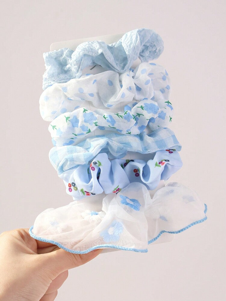 Spring Summer Scrunchies Set, 6pcs Refreshing Hair Ties Ponytail Holders For Daily Wear