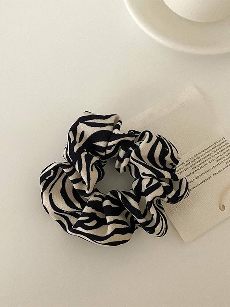 Zebra Print Scrunchie, Animal Pattern Hair Tie For Ponytails And Buns