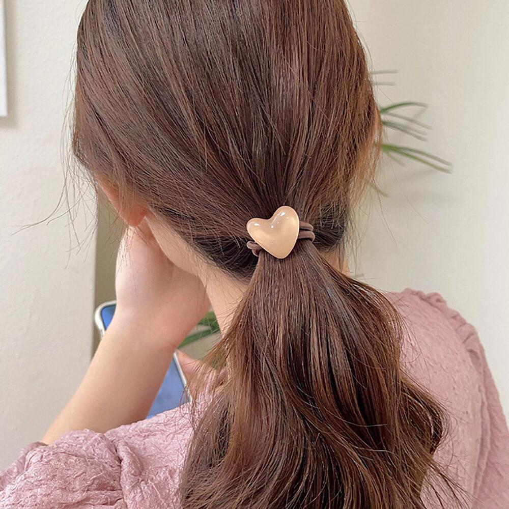 Heart Decor Hair Ties Set, 5pcs Cute Valentine's Day Scrunchies For Women