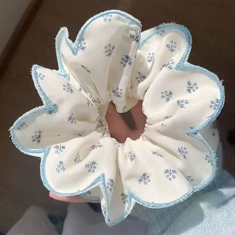 Fabric Floral Hair Scrunchie, Unique Sweet And Chic Hair Tie For Women