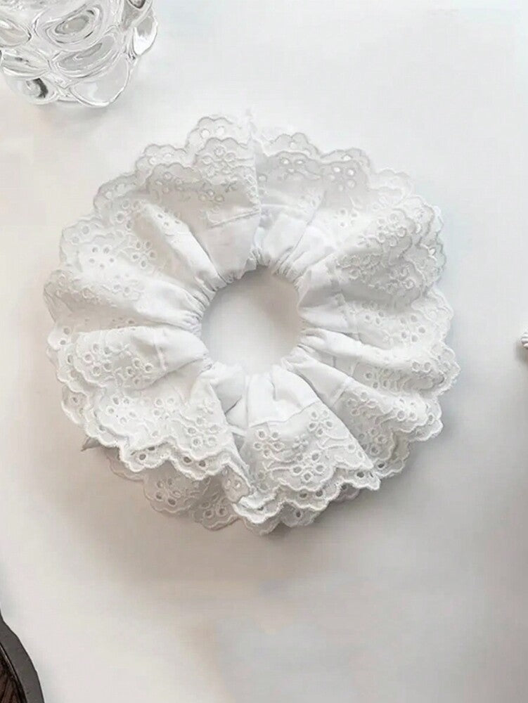 Oversized Lace Scrunchie, 18cm Bohemian Double Layer Floral Hair Tie