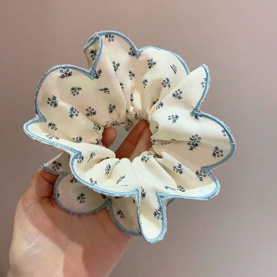 Fabric Floral Hair Scrunchie, Unique Sweet And Chic Hair Tie For Women