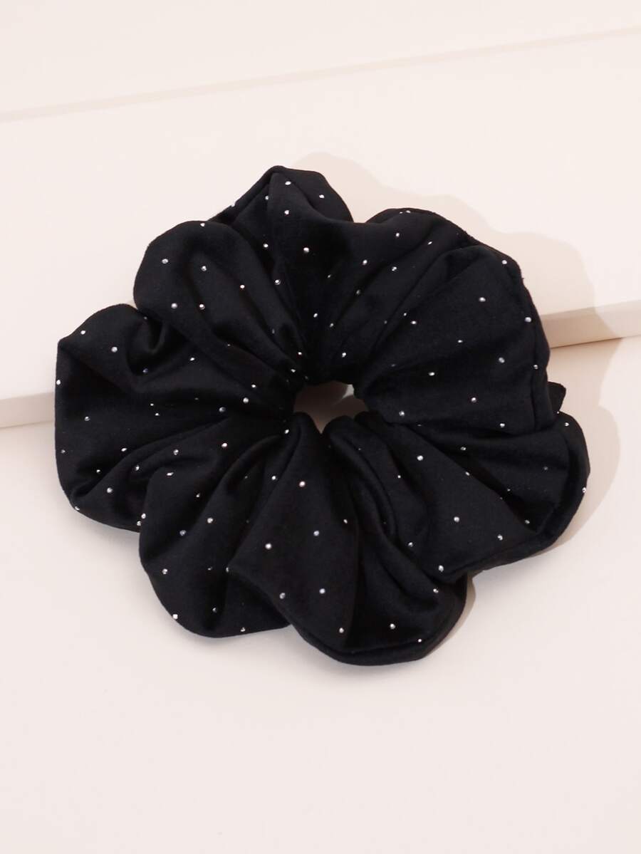Velvet Rhinestone Hair Scrunchie, Elegant Retro Coil Hair Tie For Women