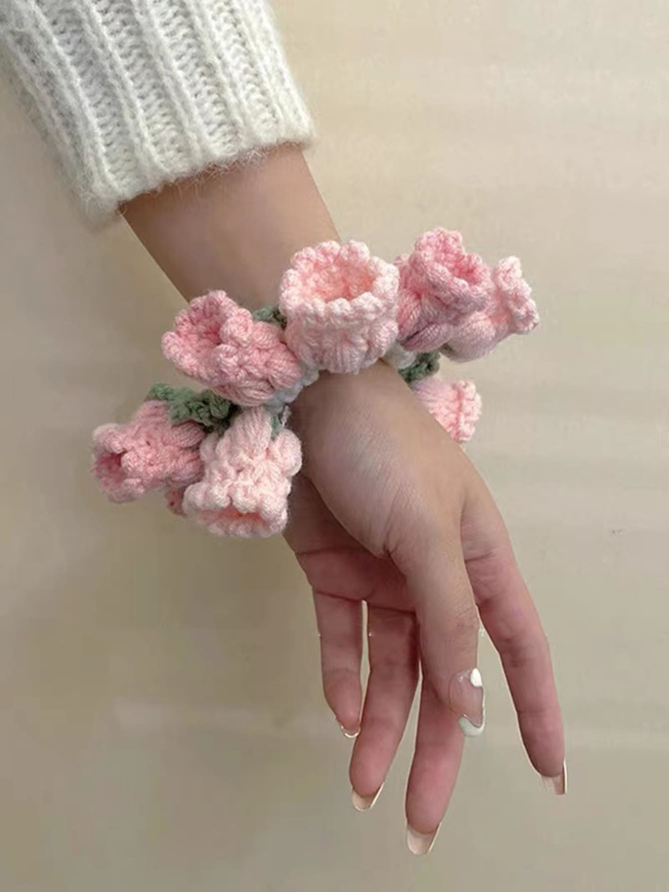 Floral Decor Hair Tie, Boho Scrunchie Gift For Friends And Daily Wear