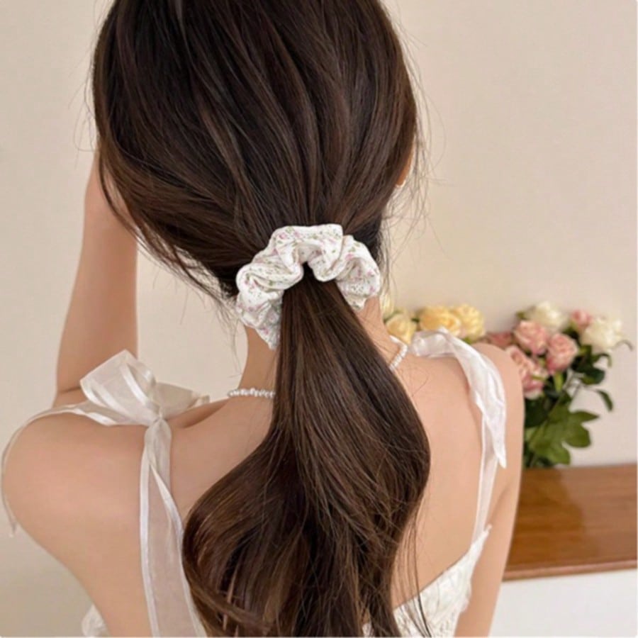 Floral Scrunchies Set, 2pcs Elegant Hair Ties For Women Spring Summer Travel Party
