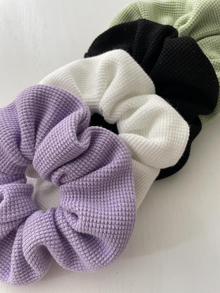 Solid Color Scrunchies Set, 5pcs Fashion Hair Ties For Spring And Summer