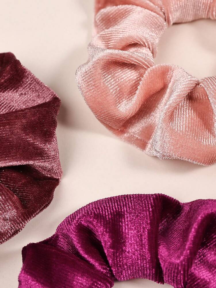 Velvet Hair Scrunchies Set, 4pcs Thick Hair Ties For Women Ponytails And Buns