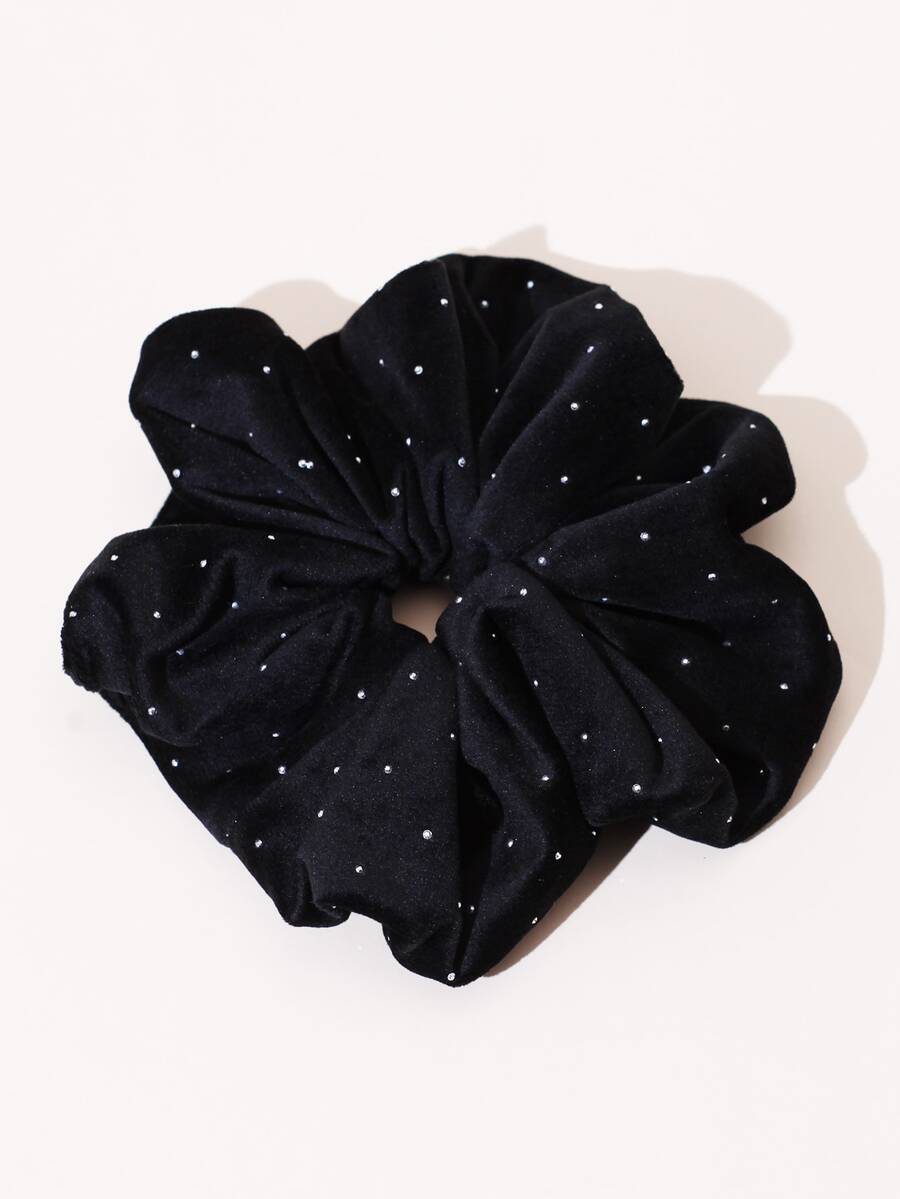 Velvet Rhinestone Hair Scrunchie, Elegant Retro Coil Hair Tie For Women