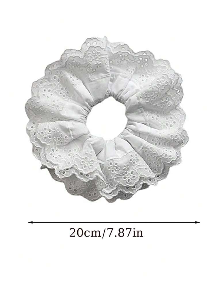 Oversized Lace Scrunchie, 18cm Bohemian Double Layer Floral Hair Tie