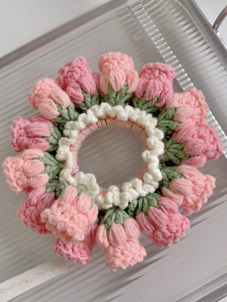 Floral Decor Hair Tie, Boho Scrunchie Gift For Friends And Daily Wear