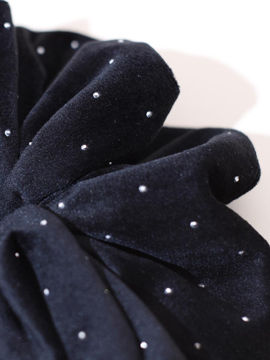 Velvet Rhinestone Hair Scrunchie, Elegant Retro Coil Hair Tie For Women