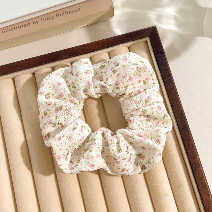 Floral Scrunchies Set, 2pcs Elegant Hair Ties For Women Spring Summer Travel Party
