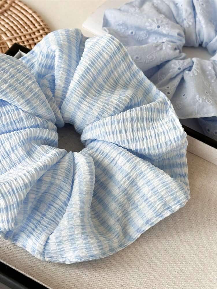 Oversized Hollow Pleated Scrunchie, Fashion Coil Hair Tie For Women