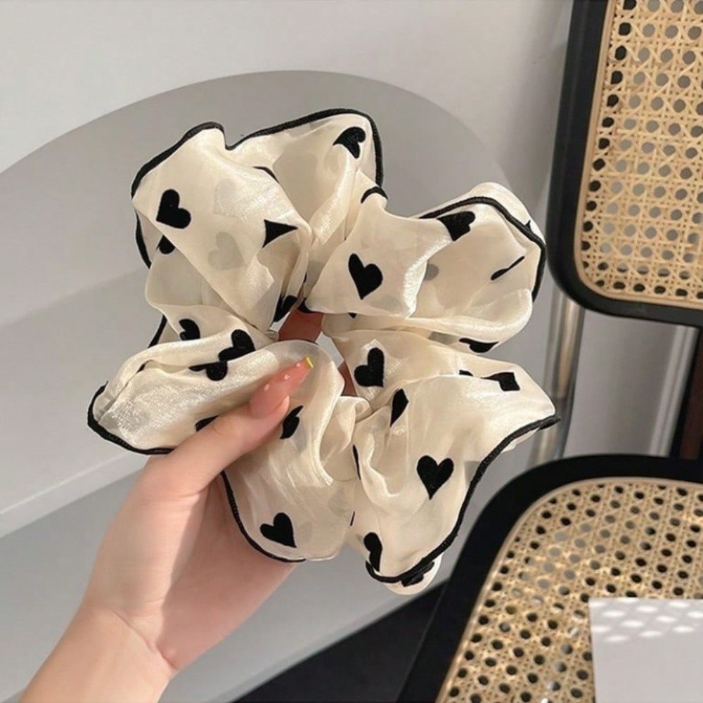 Girly Style Scrunchie Set, 3pcs High-End Bubble And Love Rope Hair Ties