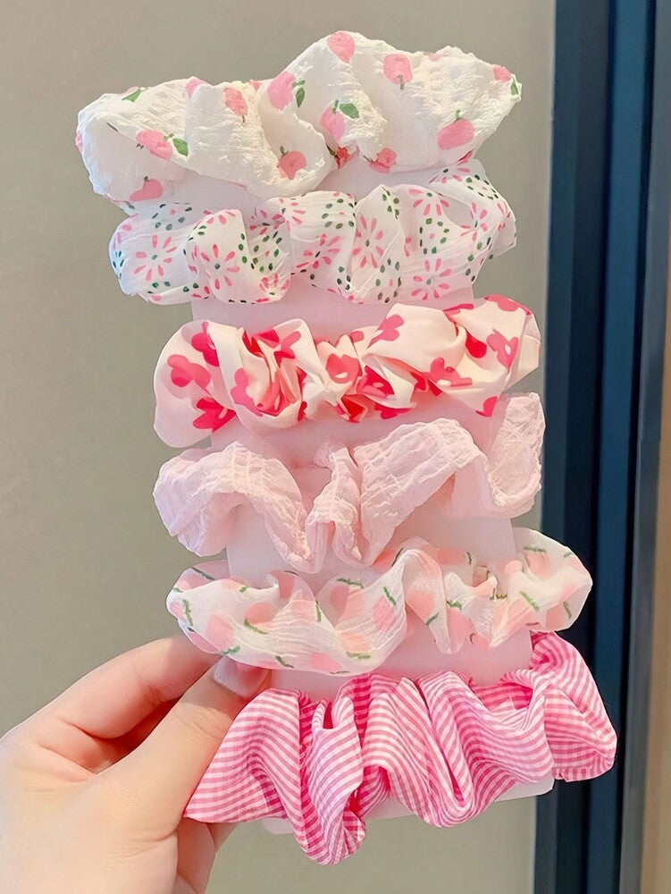 Spring Summer Scrunchies Set, 6pcs Refreshing Hair Ties Ponytail Holders For Daily Wear